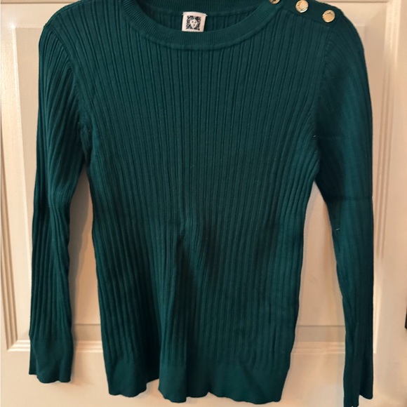 Anne Klein Green Ribbed Sweater - Picture 1 of 4
